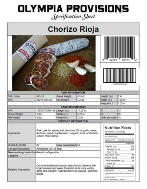 Olympia Provisions Chorizo Rioja, 4.2 oz