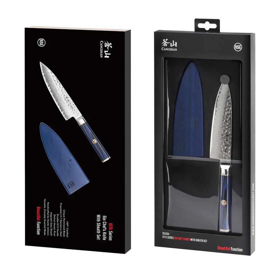 Cangshan KITA Blue Chef’s Knife with Sheath, 6”