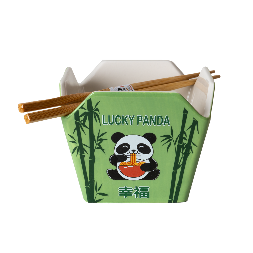 Urban Tokyo Takeout Box Serving Bowl With Chopsticks - Panda