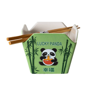 Urban Tokyo Takeout Box Serving Bowl With Chopsticks - Panda