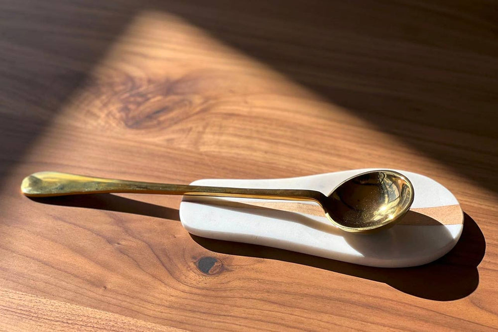 Marble and Wood Spoon Rest