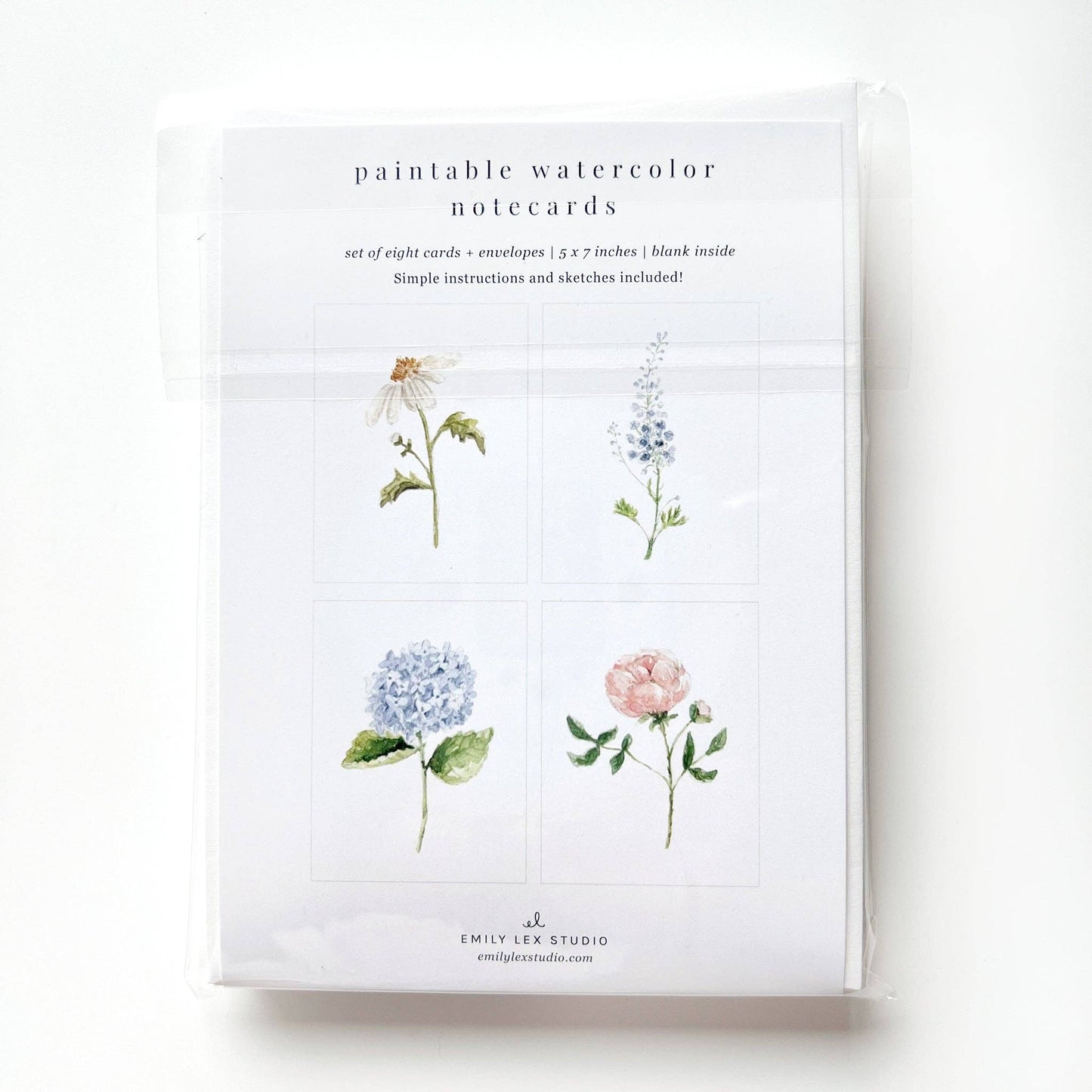 emily lex studio Garden Flowers Paintable Watercolor Notecard Set