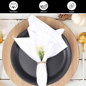 White Cotton Cloth Dinner Napkins, 18x18, Set of 12