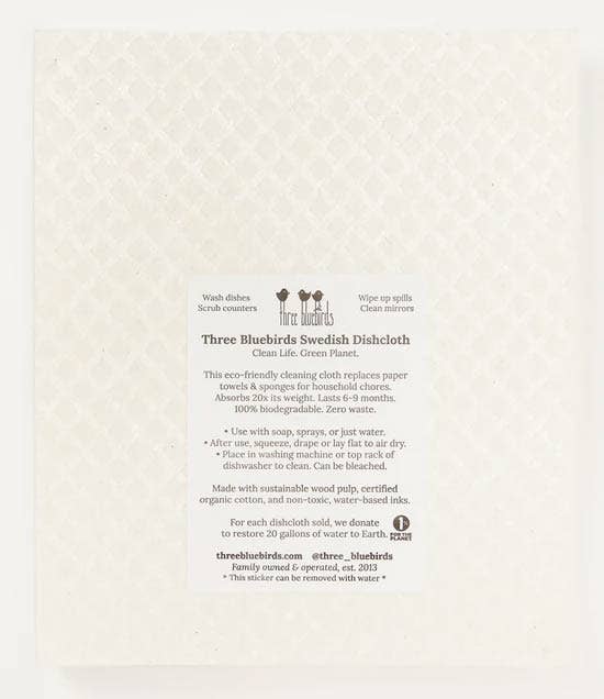 Three Bluebirds Swedish Dishcloths - Love Ya on White Swedish Dishcloth