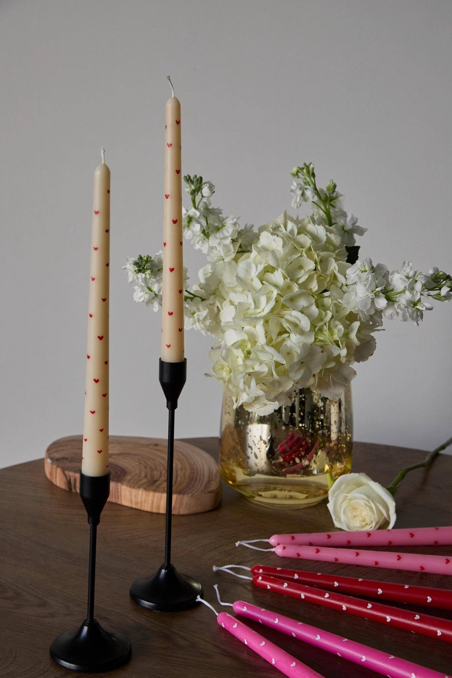 Hand-Painted Heart Taper Candle,  10”