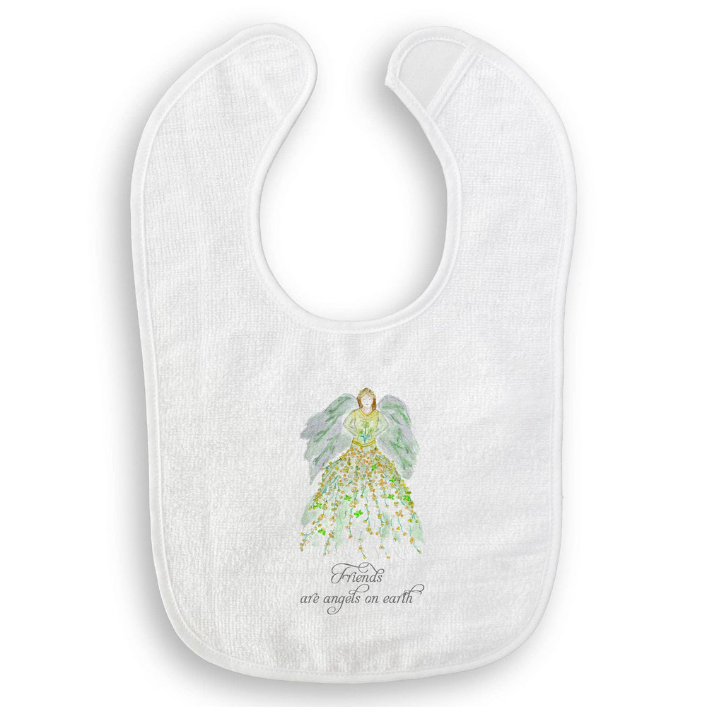 Green Floral Angel with Friends Quote Dishtowel