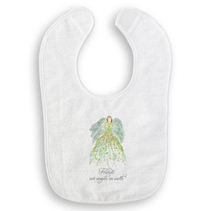 Green Floral Angel with Friends Quote Dishtowel