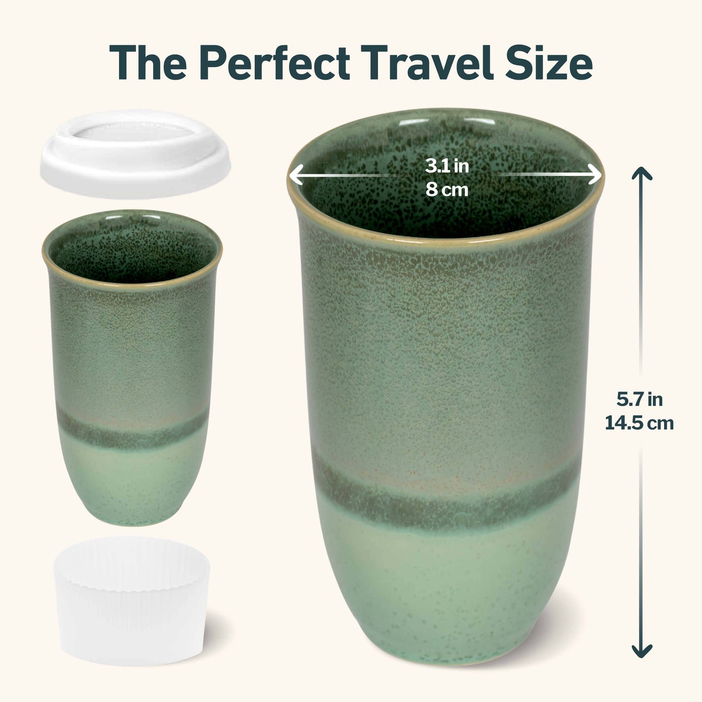 Nova Ceramics Emerald Ceramic Travel Mug, 16oz