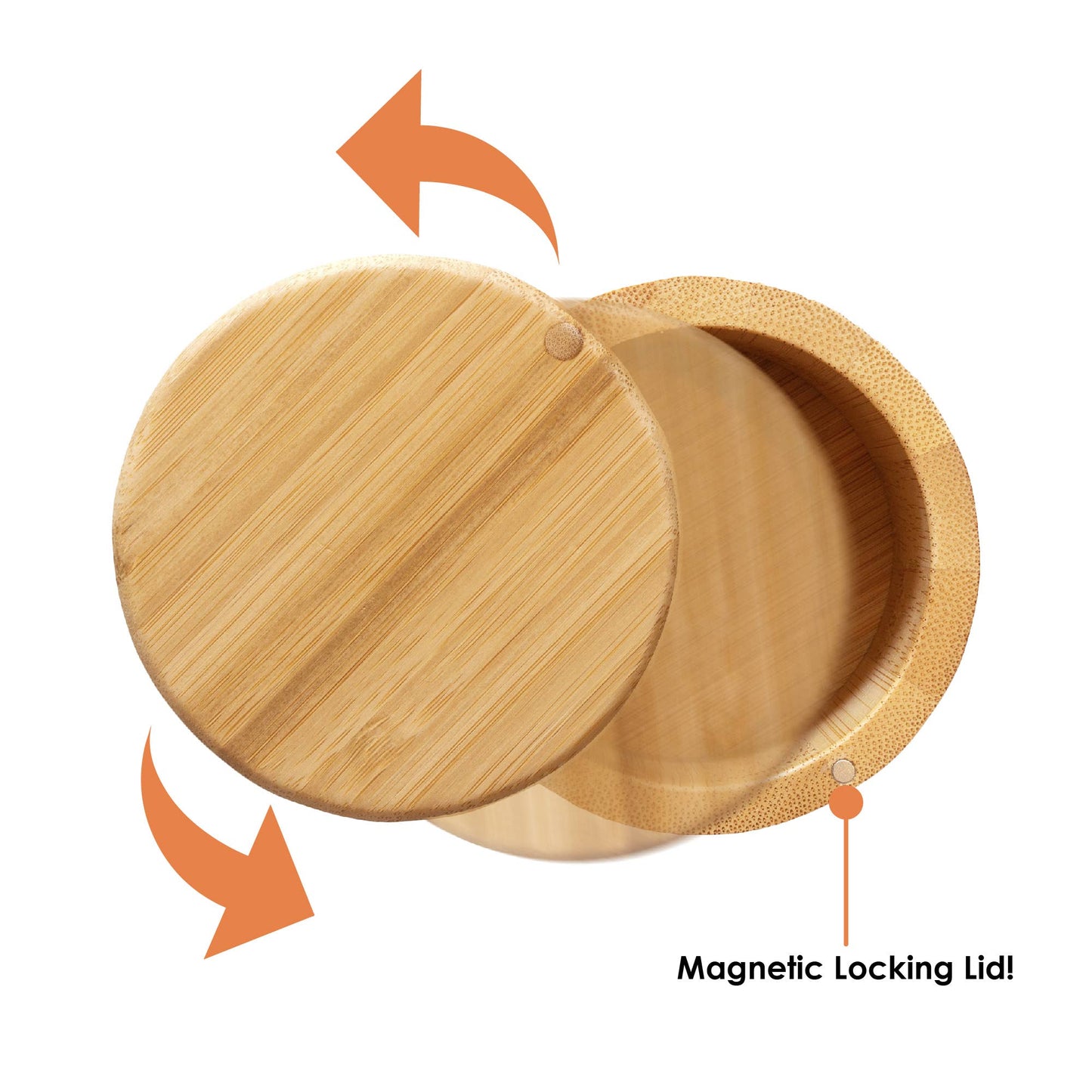Bamboo Salt Cellar Spice Storage Box with Magnetic Swivel Lid
