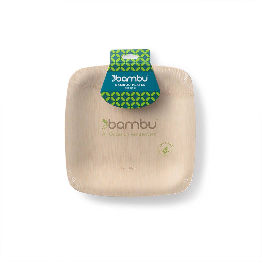 bambu® Disposable Bamboo Square Plates, 9"