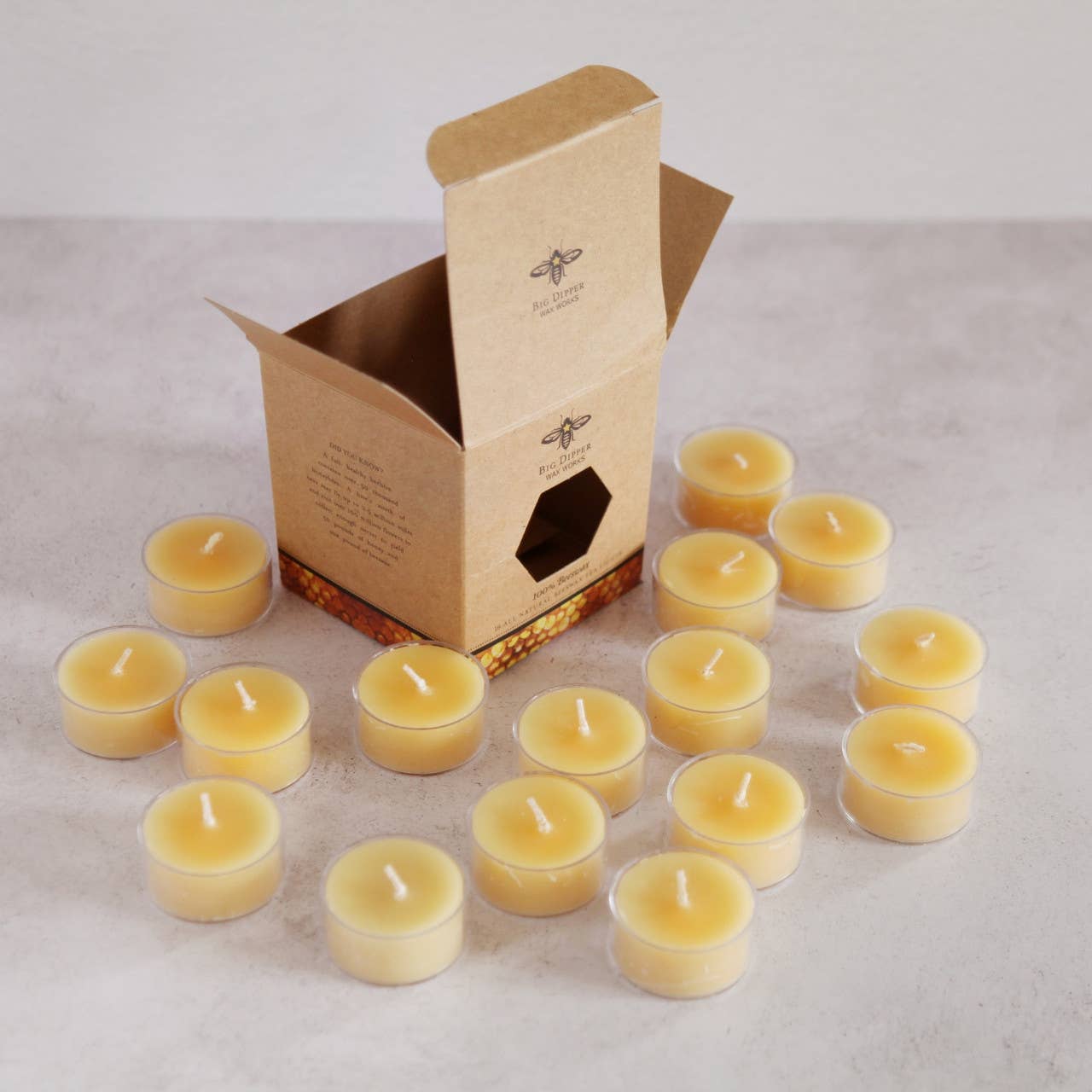 Big Dipper Wax Works 100% Pure Beeswax Tea Light Candles