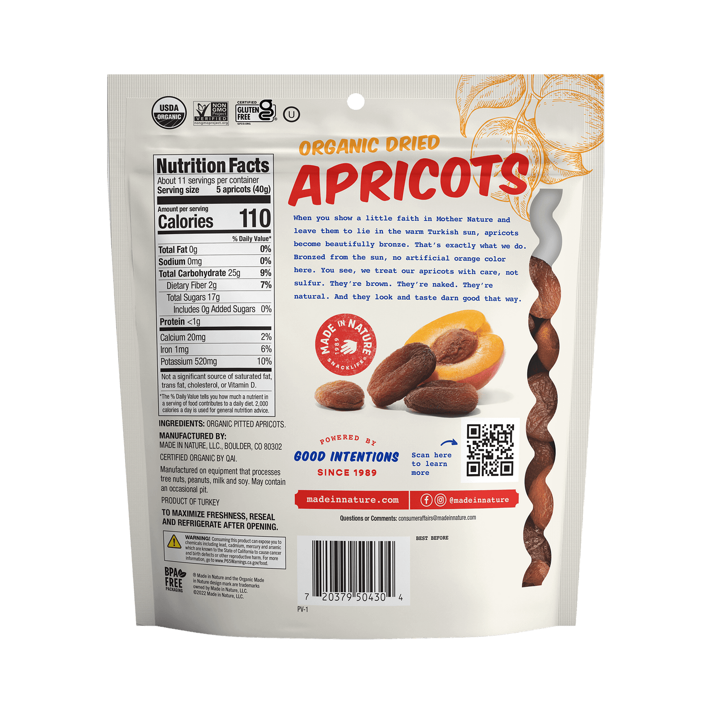 Made In Nature Dried Apricots, 6oz