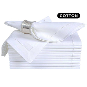 White Cotton Cloth Dinner Napkins, 18x18, Set of 12