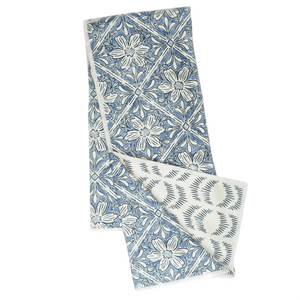 Once Again Home Anywhere  Reversible Towel - Jen Owens Fabrique Majolica Blue