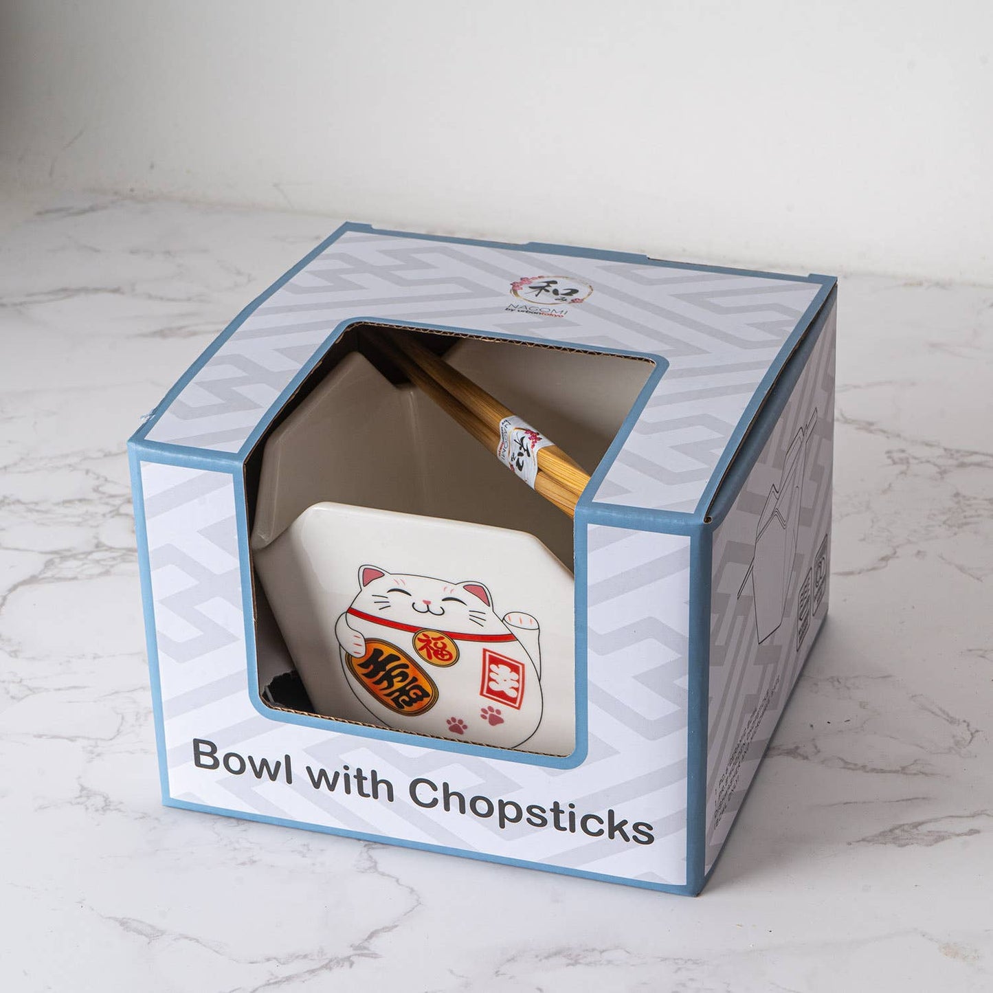 Urban Tokyo Takeout Box Serving Bowl With Chopsticks - Lucky Cat