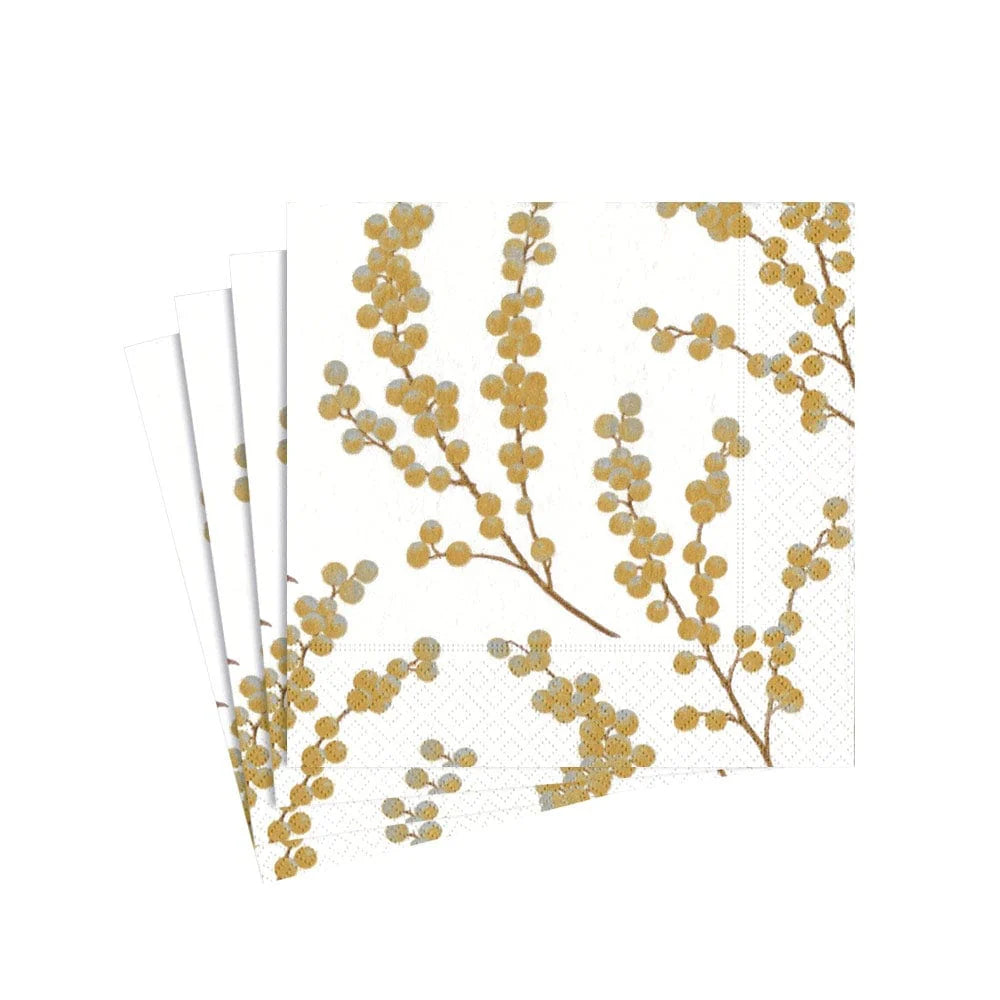 Caspari Berry Branches Cocktail Napkins, Set of 20