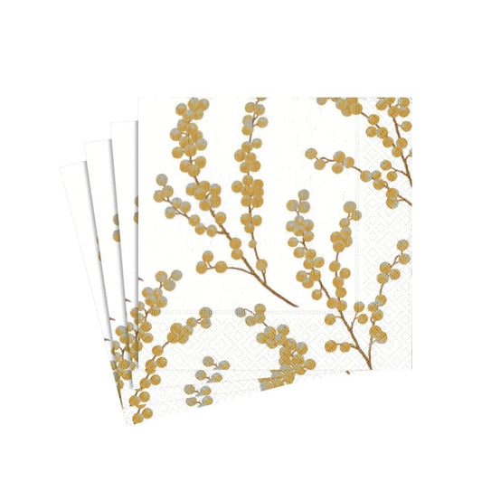 Caspari Berry Branches Cocktail Napkins, Set of 20