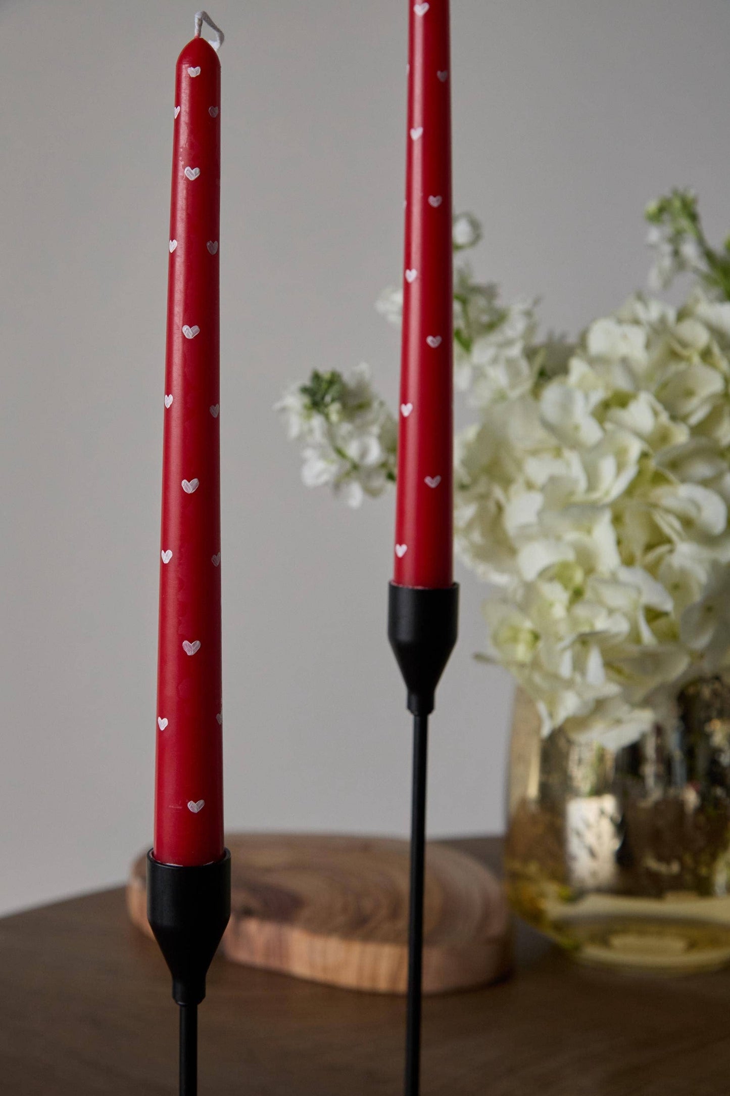 Hand-Painted Heart Taper Candle,  10”