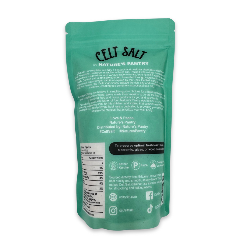 Celt Salt By Nature's Pantry - Celtic Sea Salt, Coarse Light Grey 1/2 lb(8oz) Resealable Bag