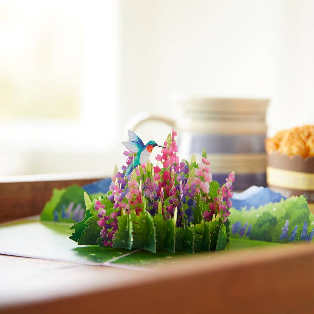 Lovepop Lupine Hummingbird Pop-Up Card