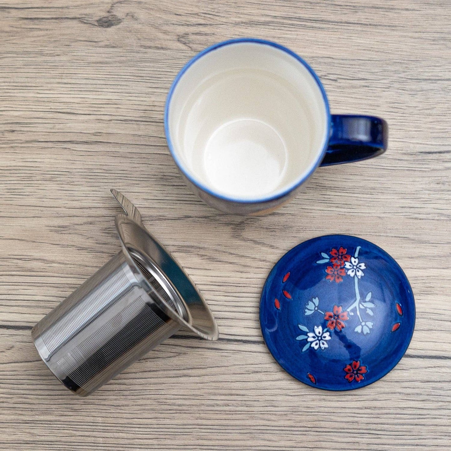 Fuji Mountain Design Tea Mug with Lid and Infuser, 15oz