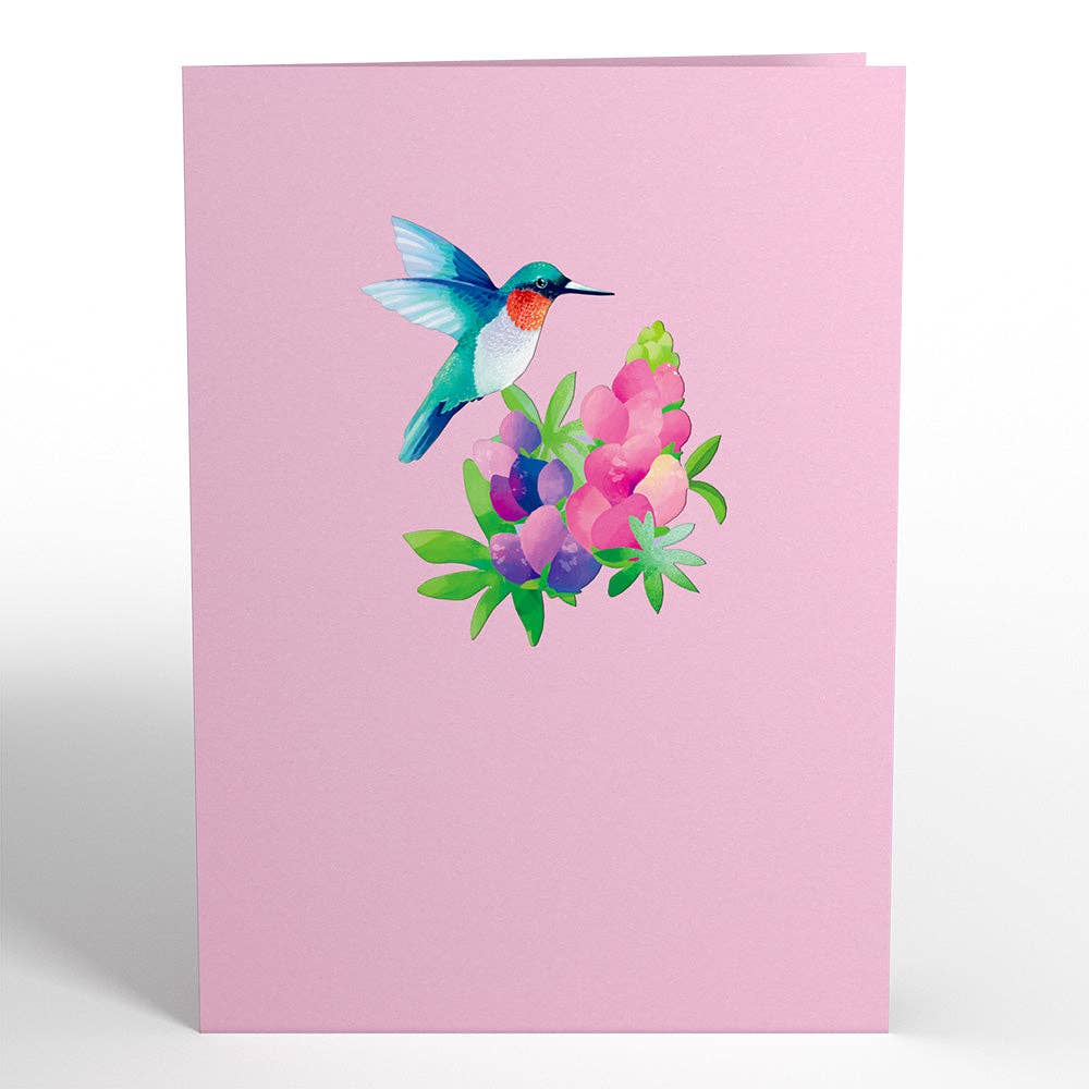 Lovepop Lupine Hummingbird Pop-Up Card