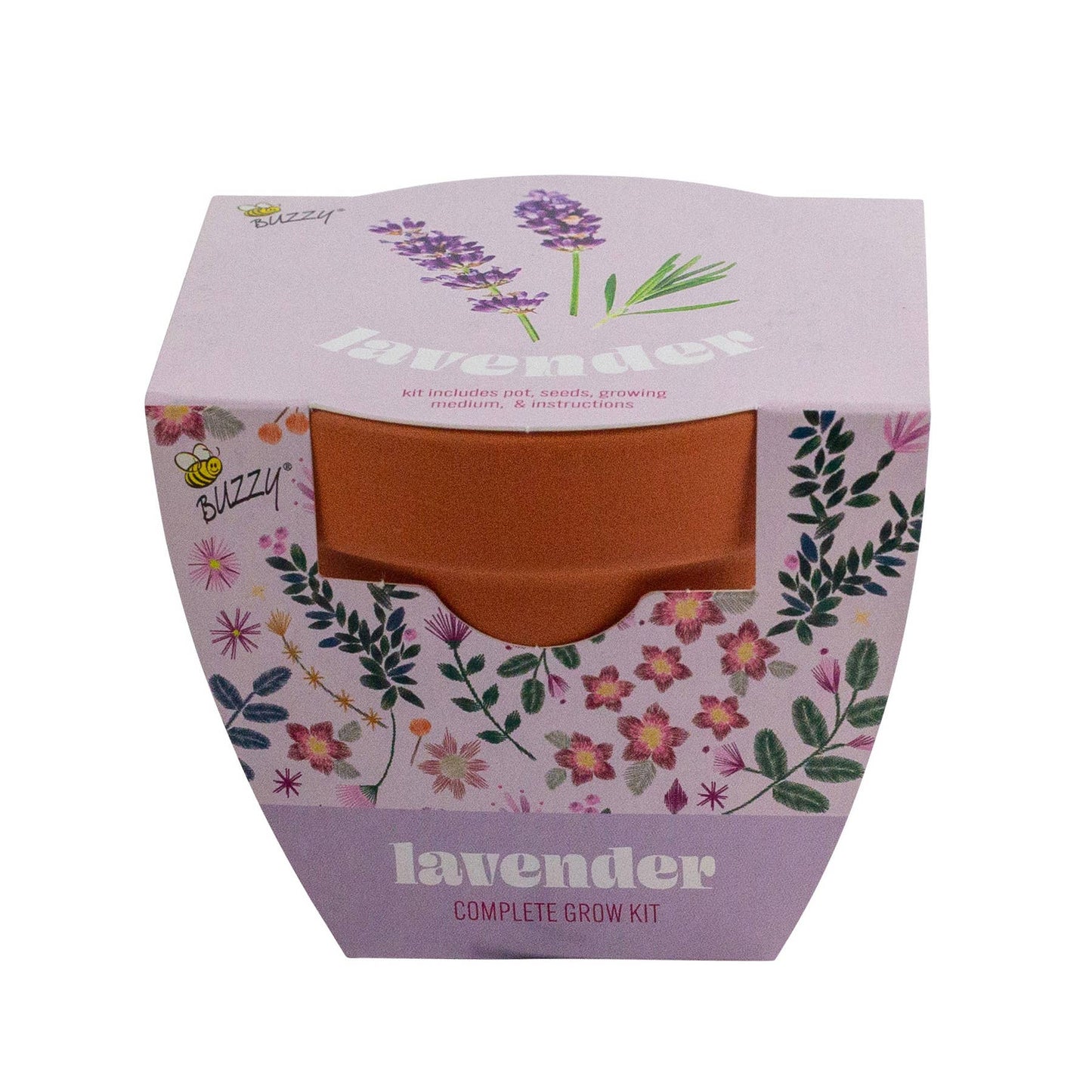 Buzzy Seeds Classic Terra Cotta Grow Kit, Lavender