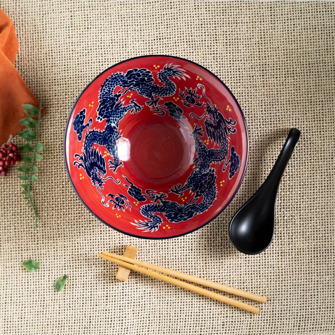 Urban Tokyo Bowl With Chopsticks, Spoon and Chopstick Rest Set, Dragon