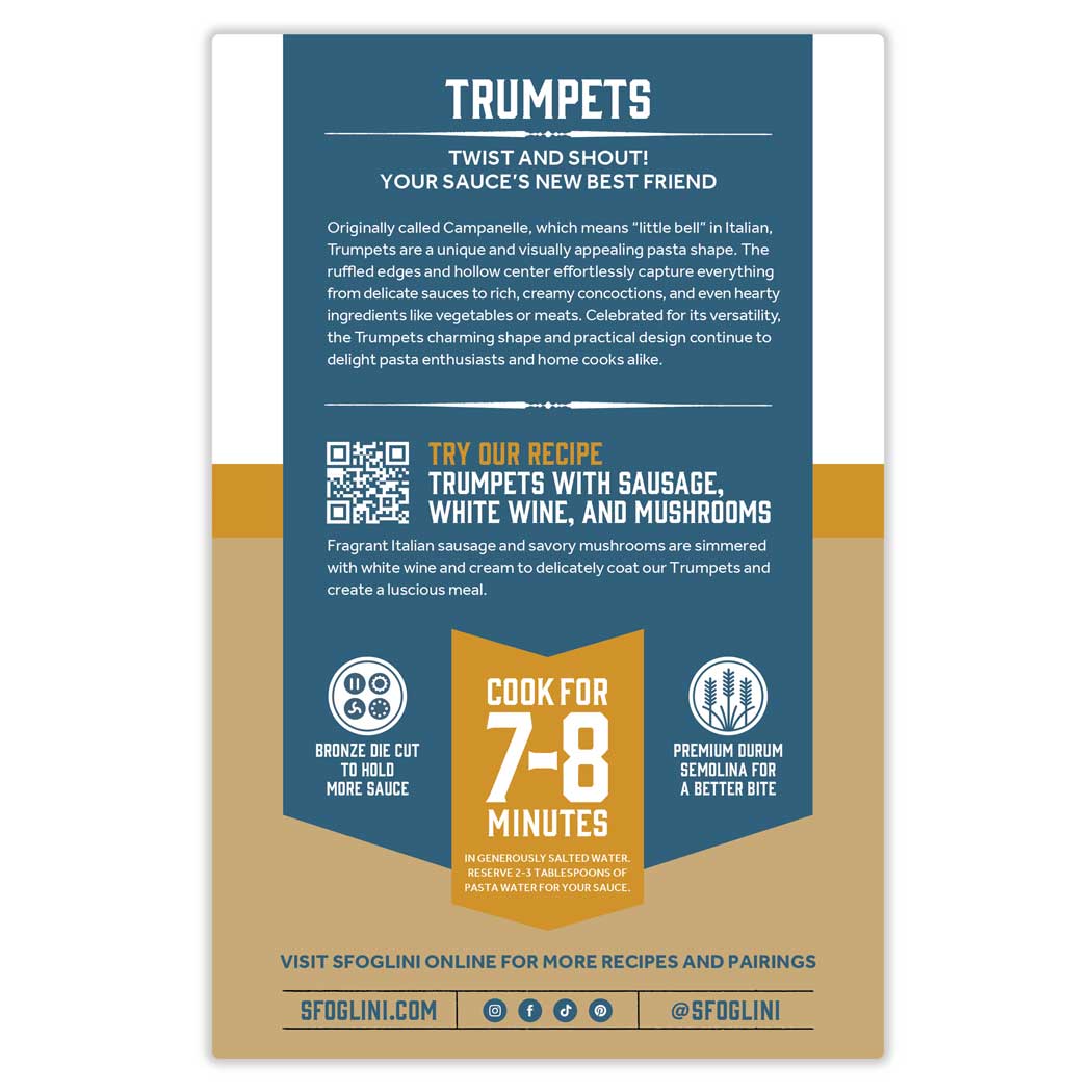 Sfoglini Trumpets Pasta, Organic Durum Semolina Pasta
