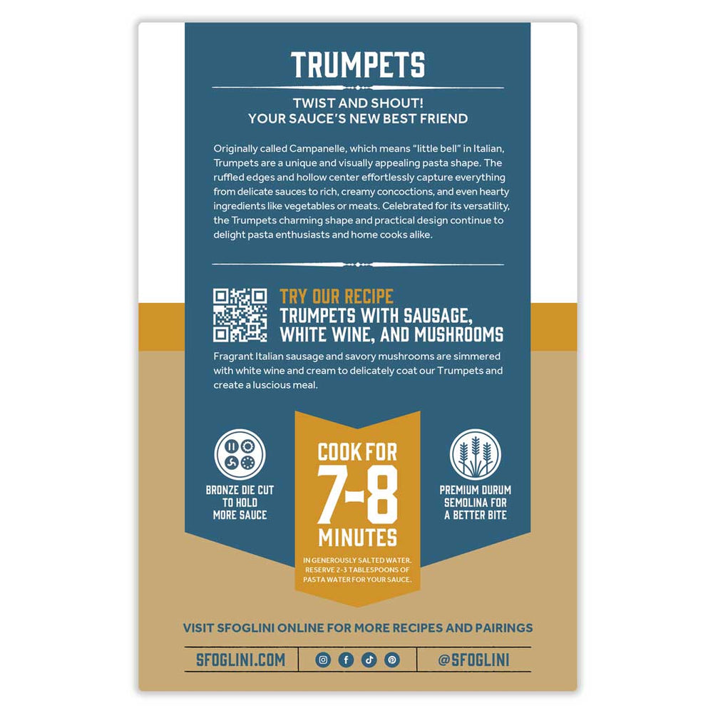 Sfoglini Trumpets Pasta, Organic Durum Semolina Pasta