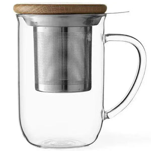 Viva Minima™ Balance Glass Mug & Wood Lid w/ Infuser