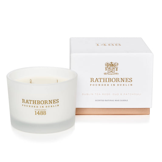 Rathbornes 1488 Dublin Tea Rose, Oud & Patchouli Scented Classic Candle