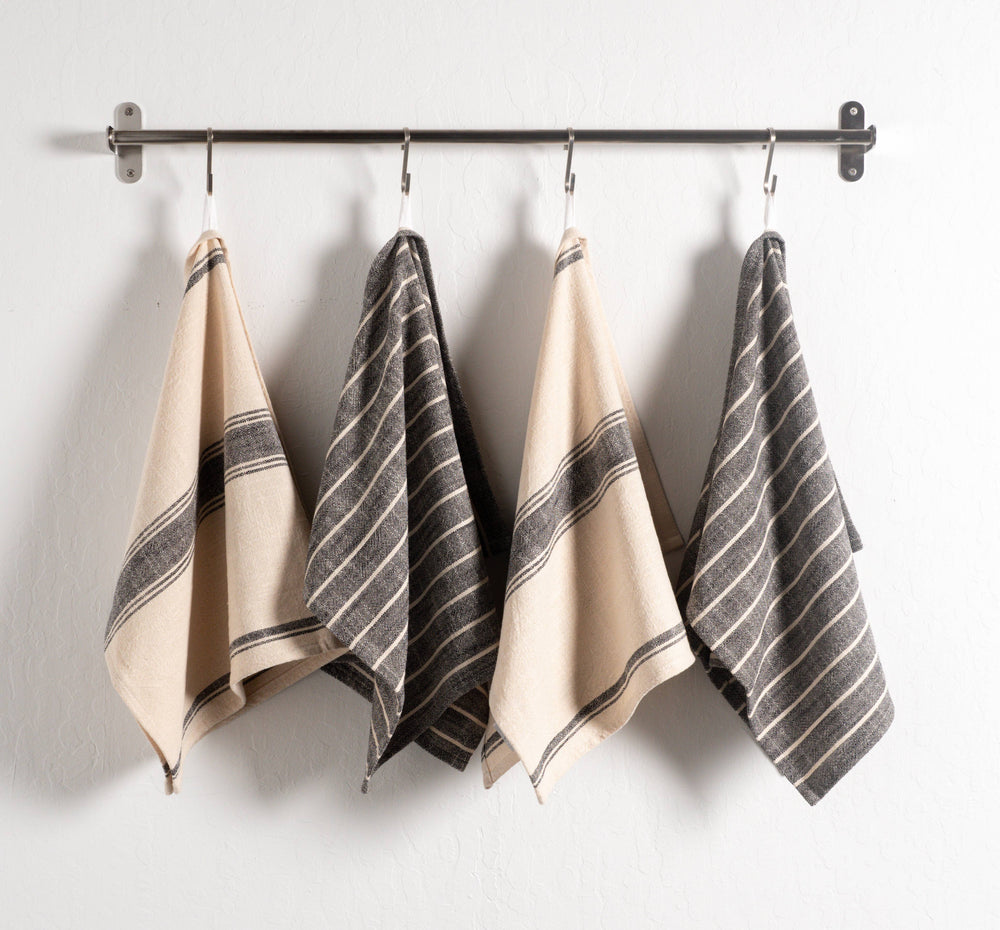 KAF Home Firenze Natural Slubbed Kitchen Towels, 18" x 28", Olive, Set of 2