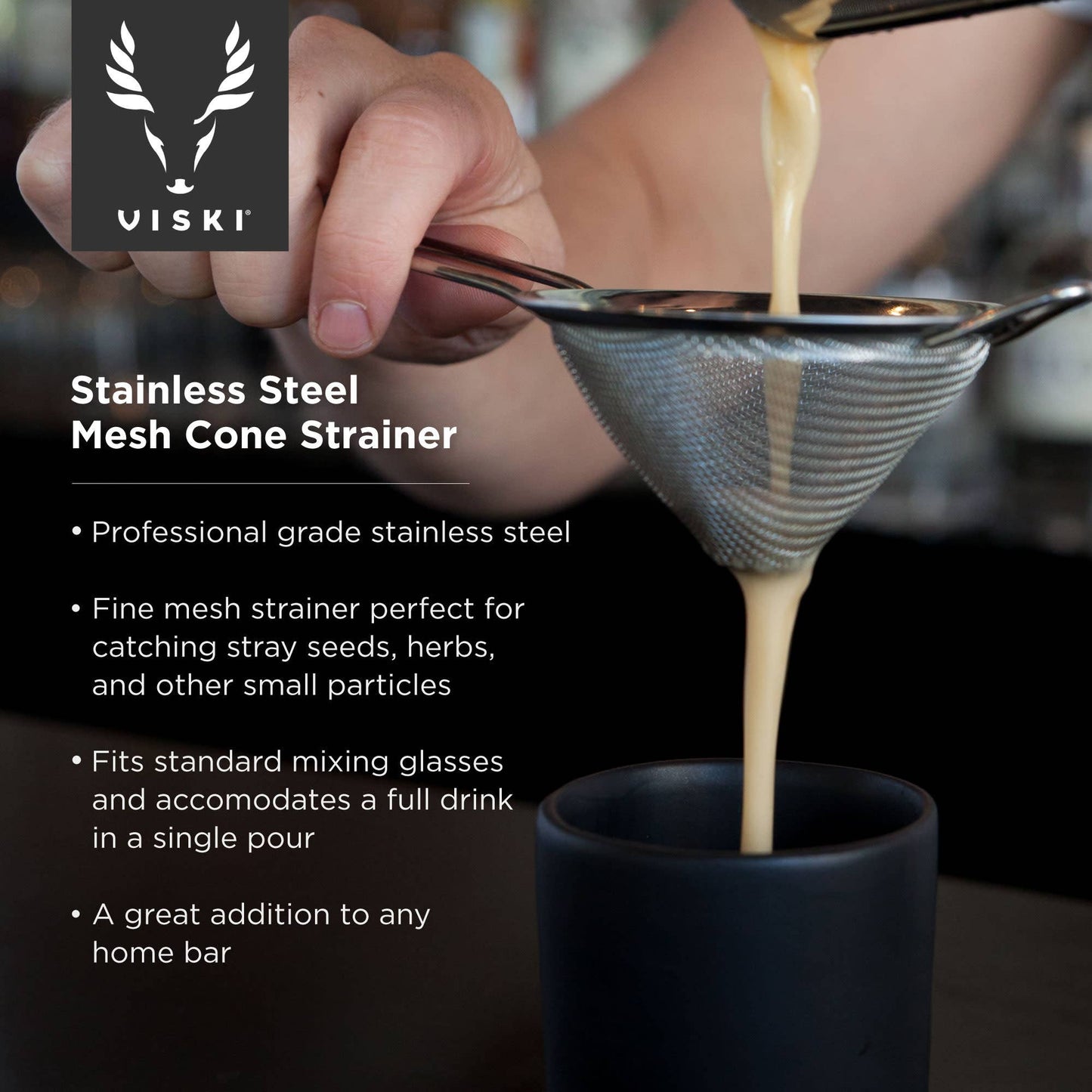 Harrison Stainless Steel Fine Mesh Cone Cocktail Strainer