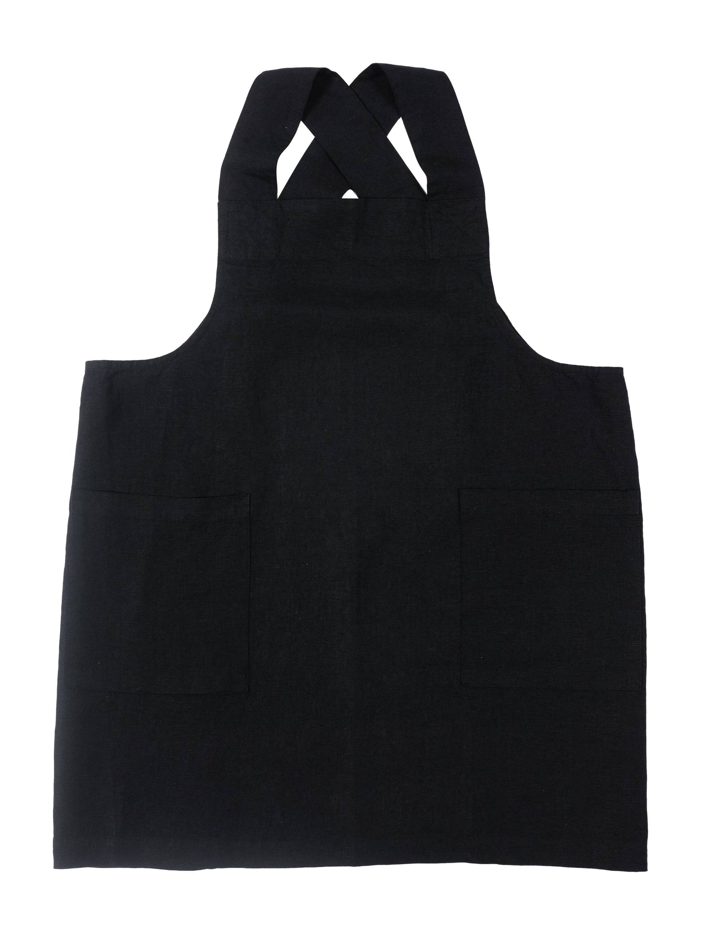 KAF Home Firenze Stone Washed Linen Cross Back Smock Apron, Navy
