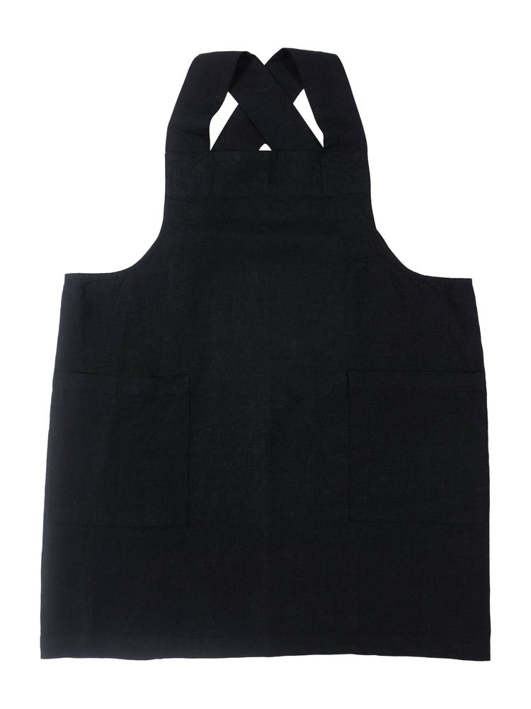 KAF Home Firenze Stone Washed Linen Cross Back Smock Apron, Navy