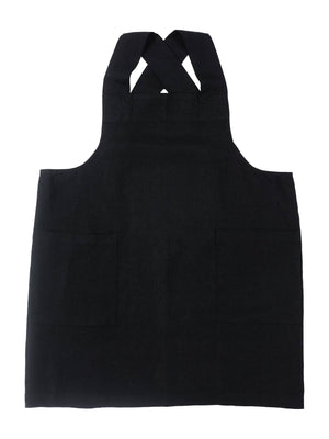 KAF Home Firenze Stone Washed Linen Cross Back Smock Apron, Navy