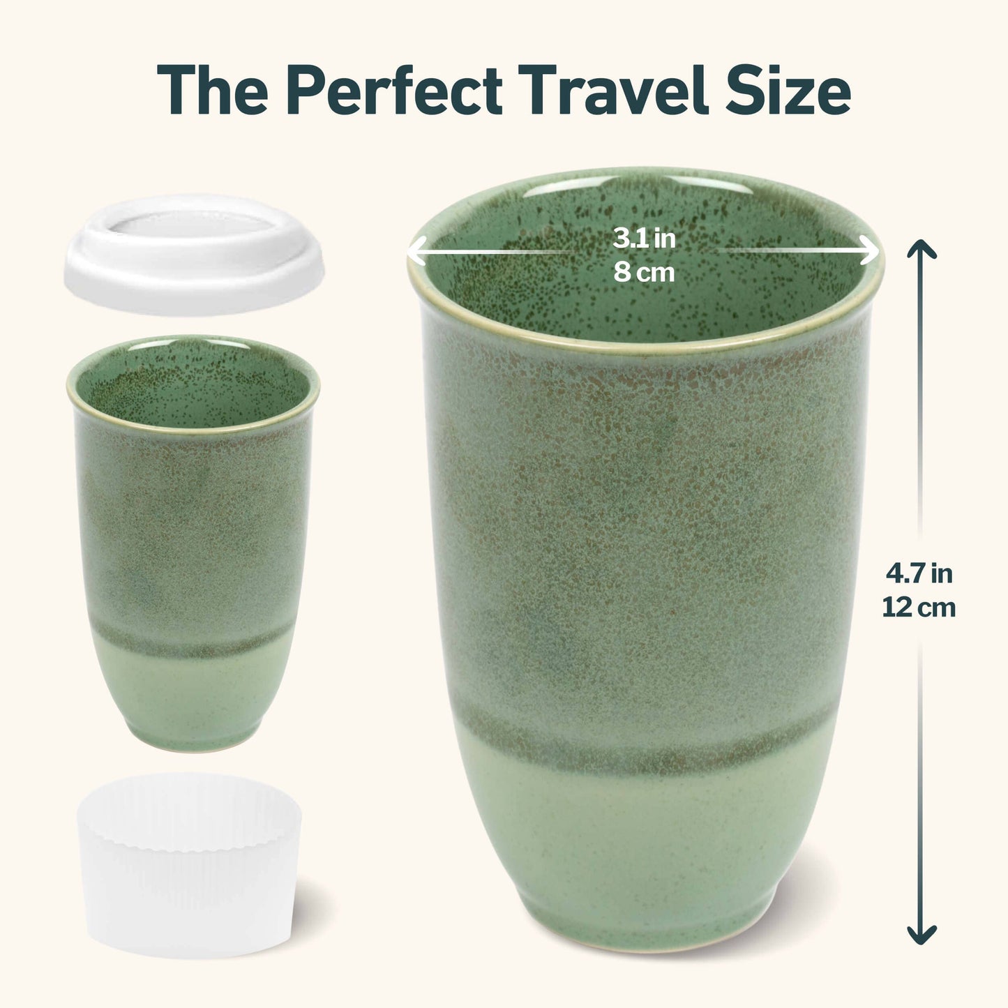 Nova Ceramics Emerald Ceramic Travel Mug, 12oz