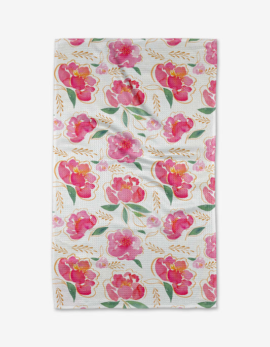 Geometry - Pink Peony Tea Towel