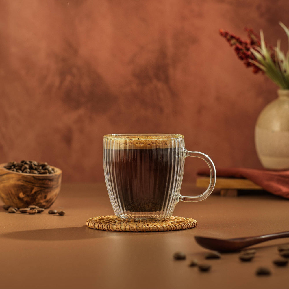 JoyJolt - Fluted Savor Double Wall Espresso Glasses 5.4oz - Set of 2