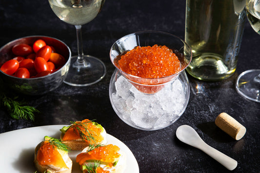 Glass Caviar Chiller Dish & Martini Glass
