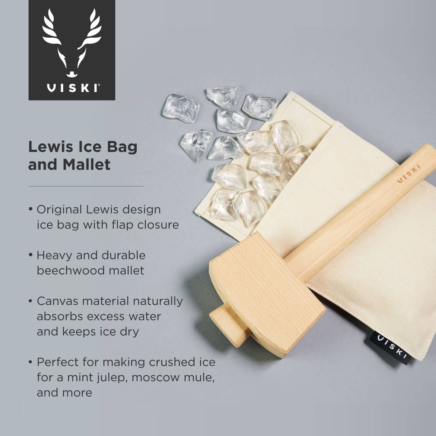 Professional Lewis Canvas Ice Bag and Beechwood Mallet