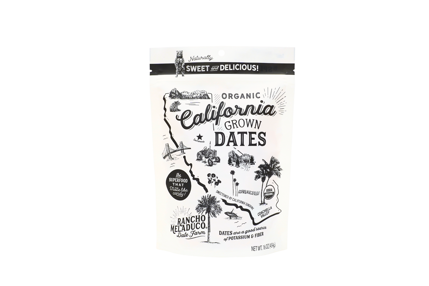 Rancho Meladuco Date Farm - 1 lb. ORGANIC Mixed Size Loose Pack Medjool Dates