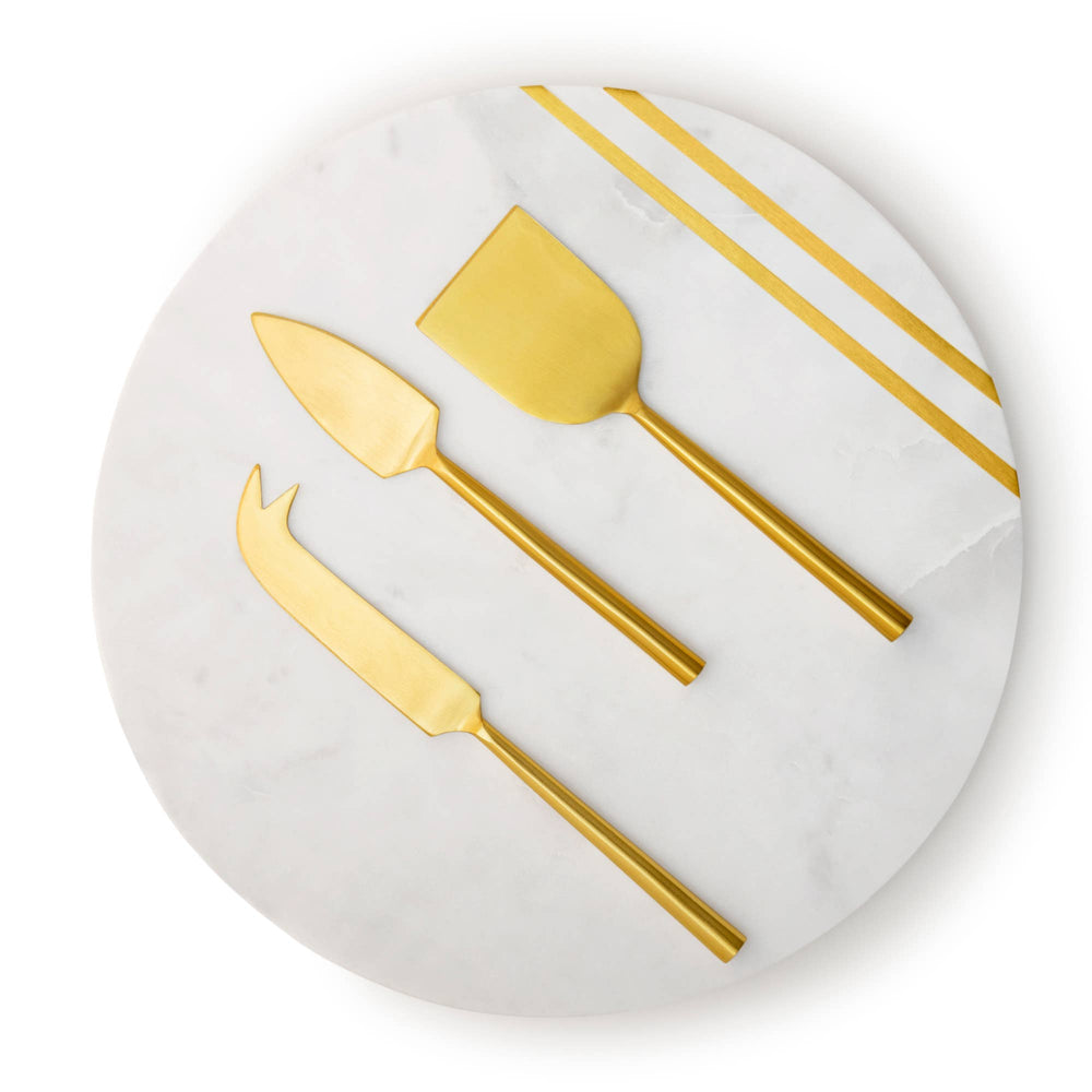 Bavaria Marble Cheese Board with Gold Knives