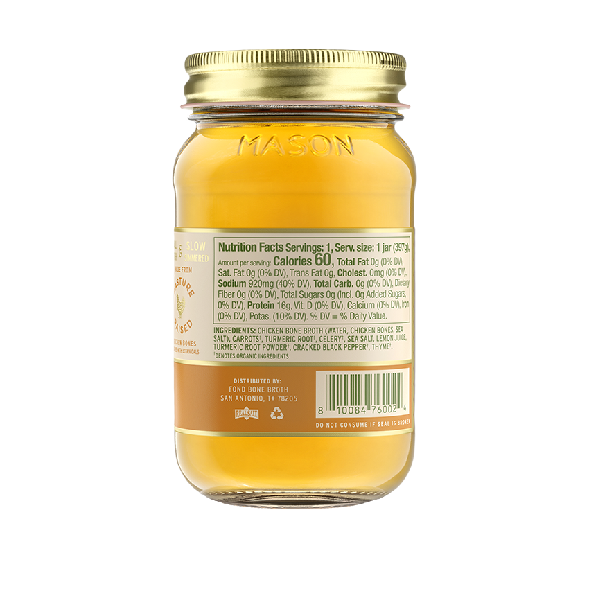 Fond Bone Broth - Turmeric & Pepper Pasture-Raised Chicken Bone Broth 14oz