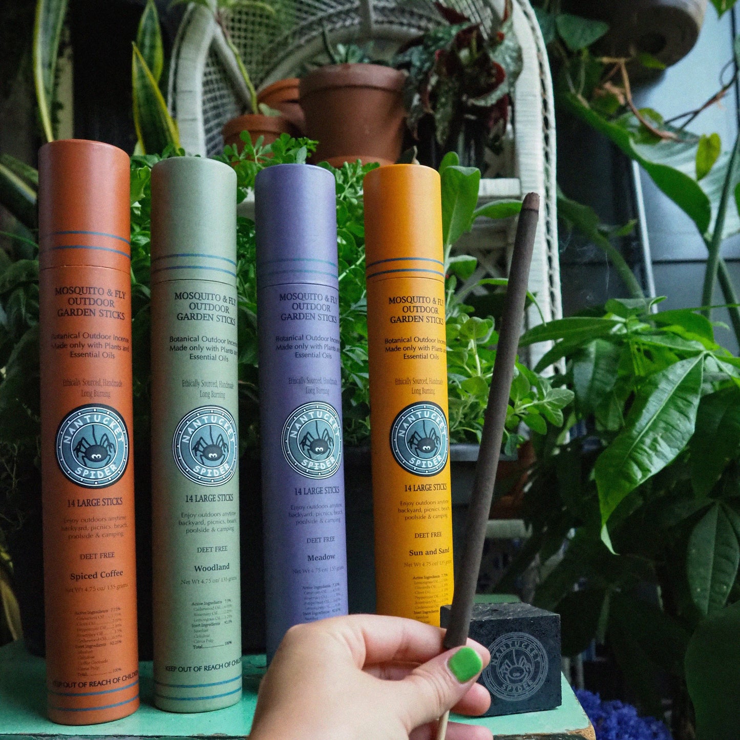 Nantucket Spider Mosquito Repellent & Fly Repelling Outdoor Garden Incense Sticks- Meadow, 14 Sticks