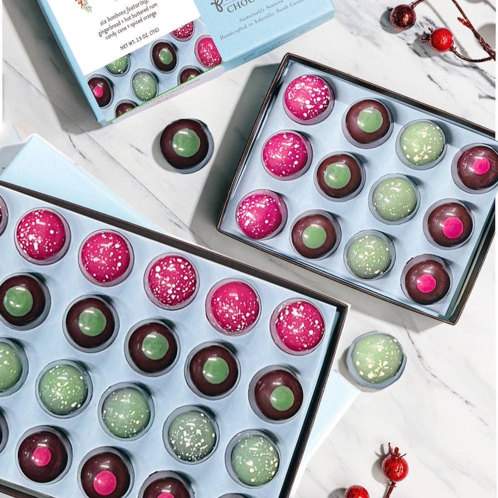 French Broad Chocolate Holiday Collection of Bonbons, 6pc