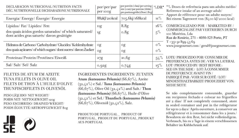 José Gourmet - Jose Gourmet Tuna Fillets in Olive Oil, 120g
