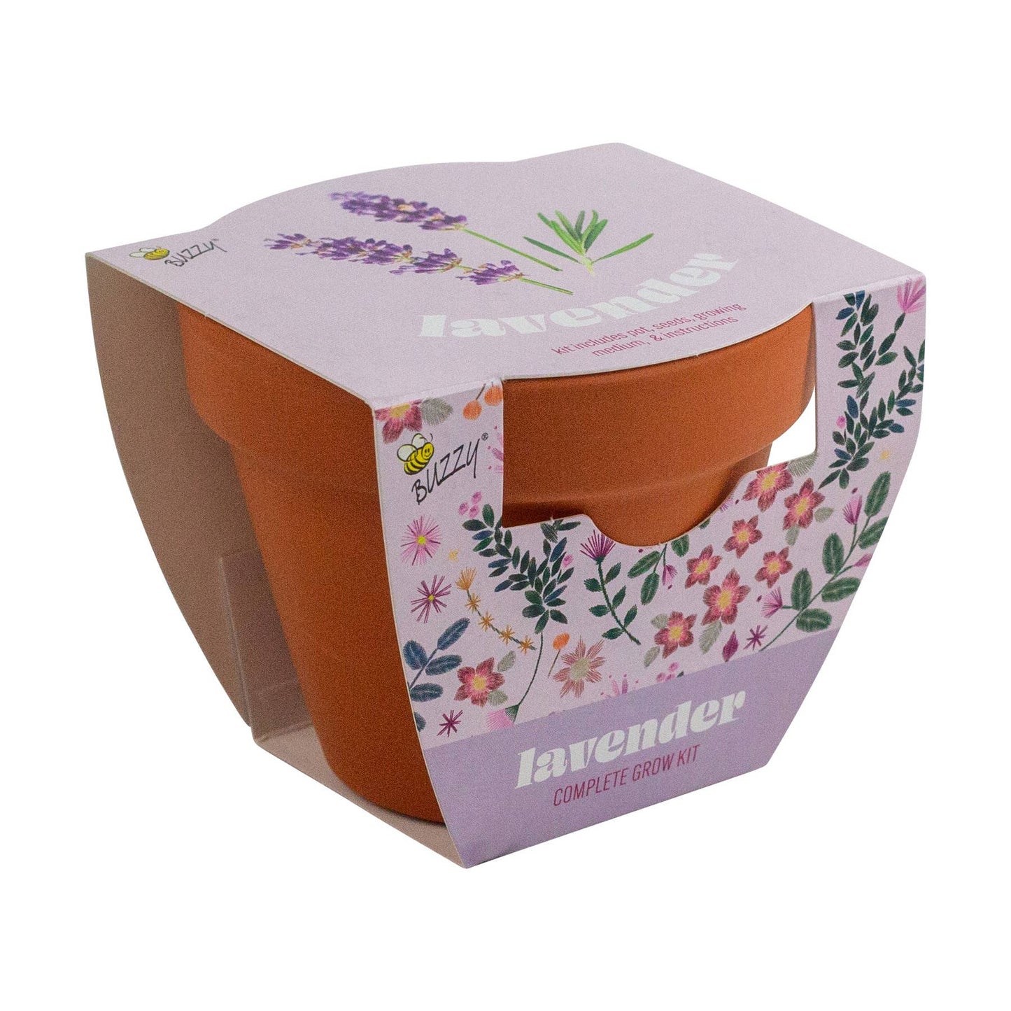 Buzzy Seeds Classic Terra Cotta Grow Kit, Lavender