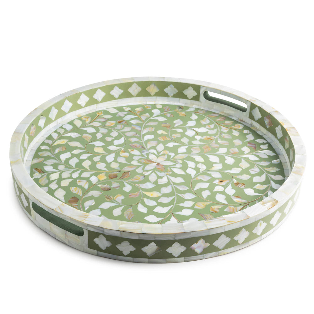 Jodhpur Mother of Pearl Tray - Olive, 18"